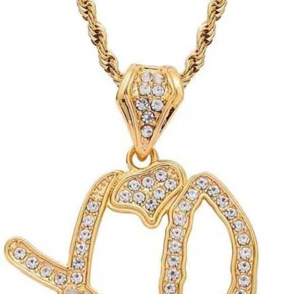 Hip Hop XO Letter Pendant Necklace Cubic Zirconia Unisex Jewelry Gift - Picture 1 of 7
